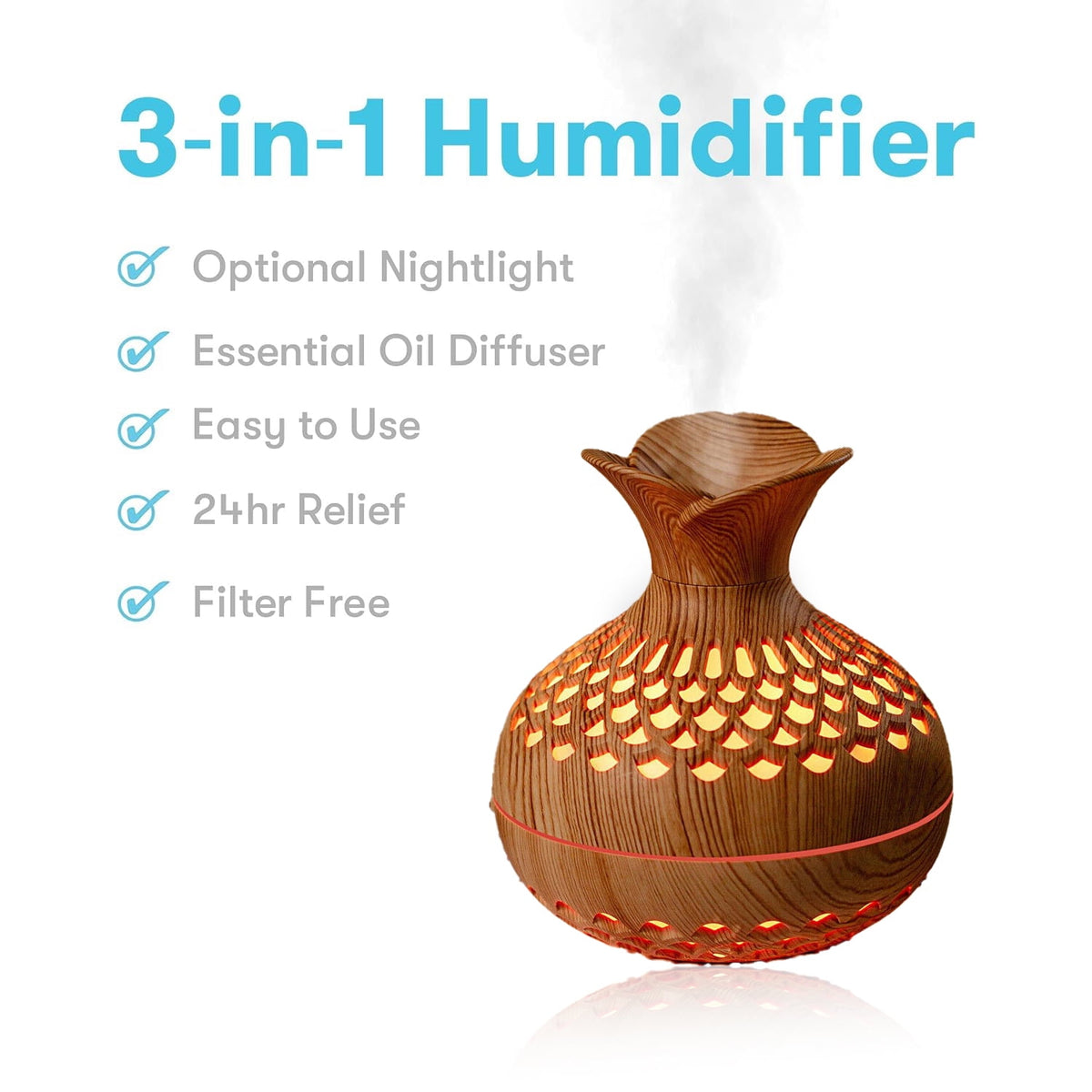 Transform Your Space with the Mini Cool Mist Humidifier - Perfect for Home & Office, 600 Sq Ft Coverage with Soothing Night Light